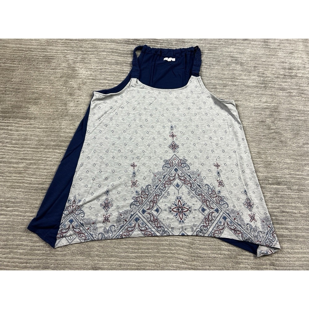 Maurices Top Womens XL Gray Blue Sleeveless Rayon Blend Casual
